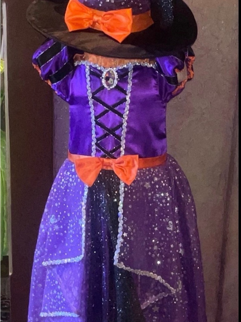 Disney Store Girls MINNIE MOUSE WITCH Halloween Costume Dress w/hat Sz 9-10